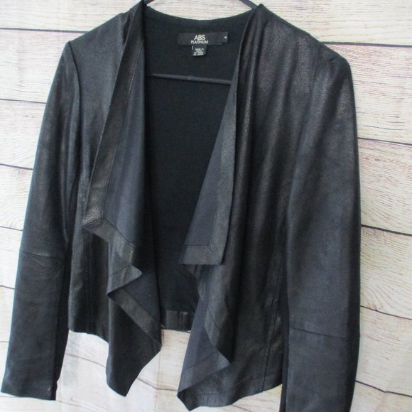 ABS Platinum Faux Leather Drape Jacket Small - Picture 3 of 9